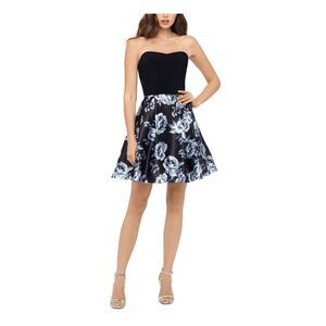 BLONDIE Womens Fit + Flare Mini Dress Black Sleeveless Party Juniors 11